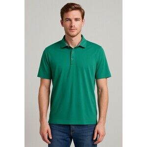 Bugatchi Uomo Polo Shirt Mens M Green Golf Tennis Preppy Moisture-Wicking Casual
